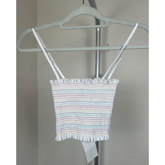NWT Pitusa Stephanie Gottlieb Women's Smocked Tank Crop Top XS Rainbow - Picture 1 of 4